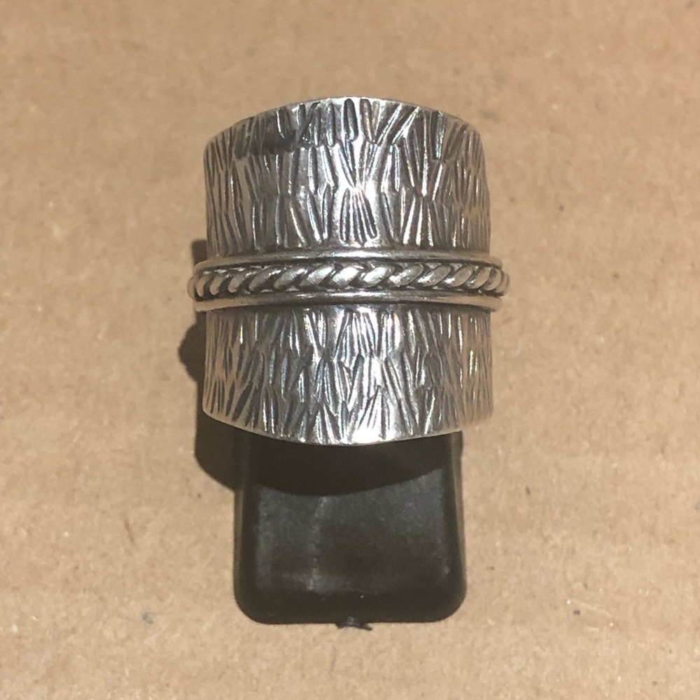 Vintage CFJ Thai Textured Silver Ring
